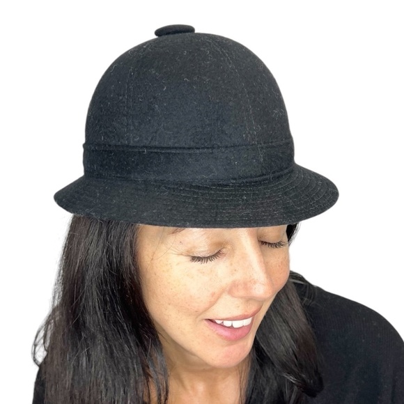 Vintage Paris Elegance black 100% wool pith safari hat S 55cm - Picture 1 of 13